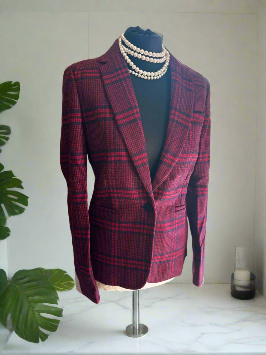 Hobbs New Tweed Burgundy Skirt Suit UK Size 10