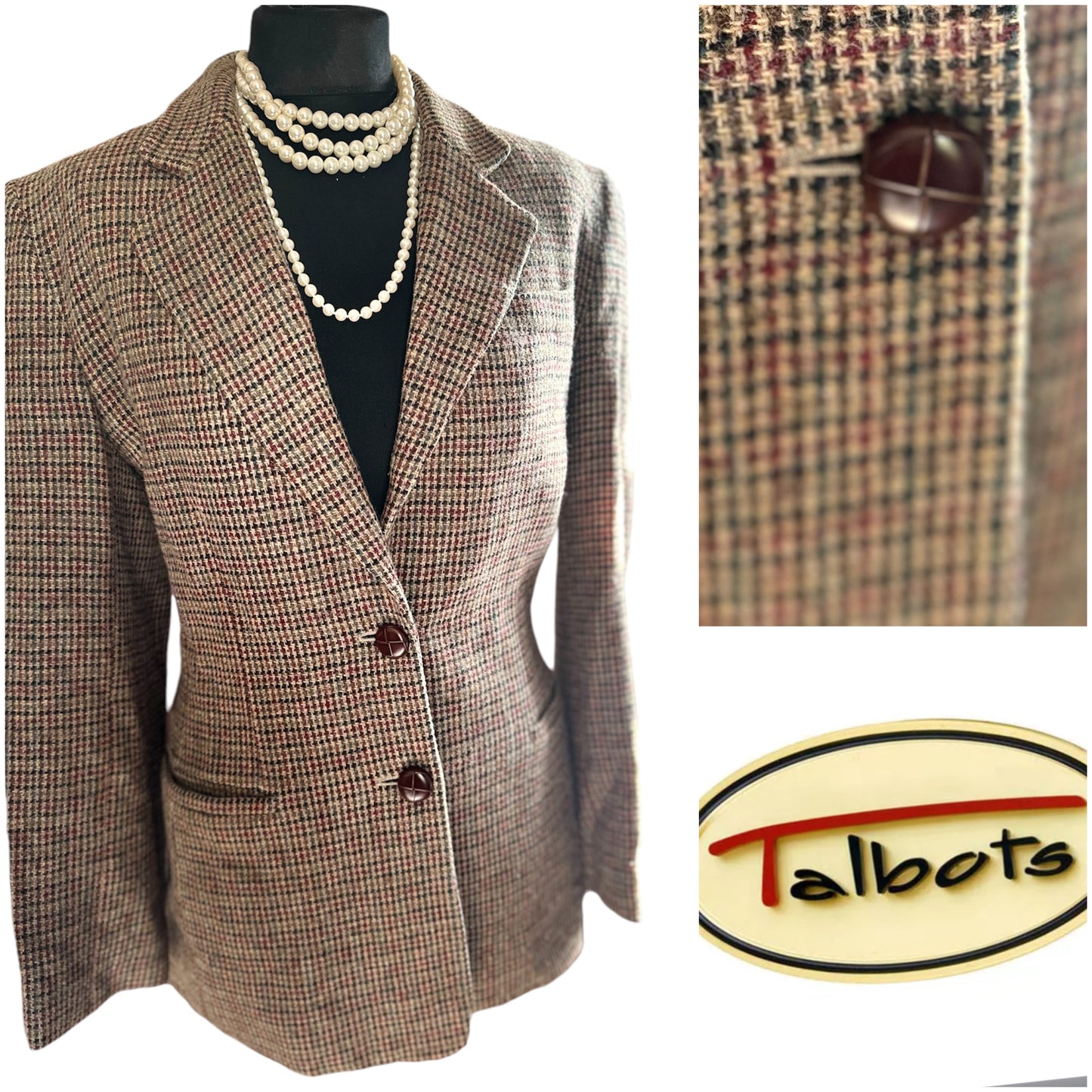 Ladies tweed 100% Wool Talbots Jacket UK Size 12