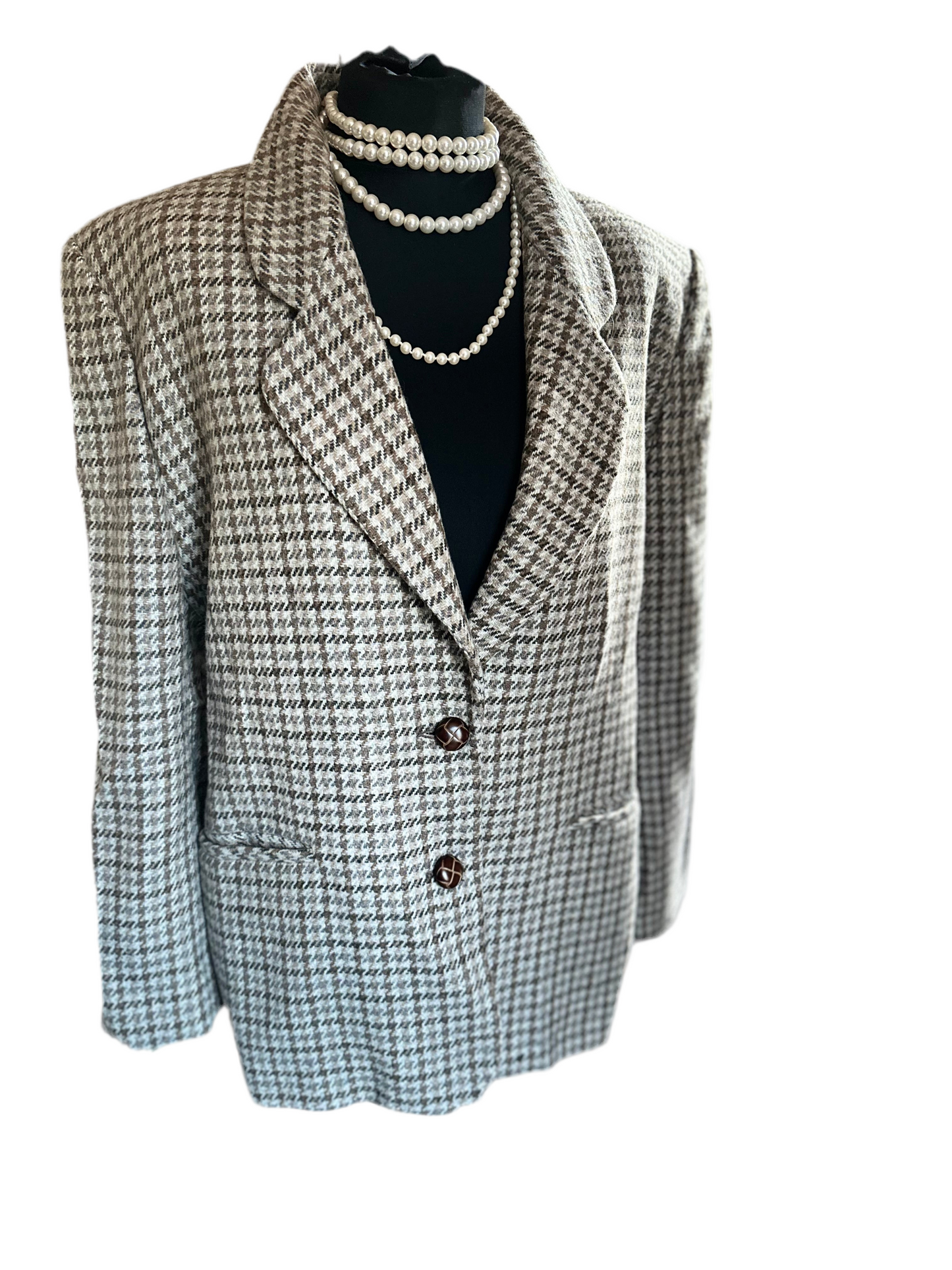 Ladies Tweed Check Vintage Wool Blend UK Size 14