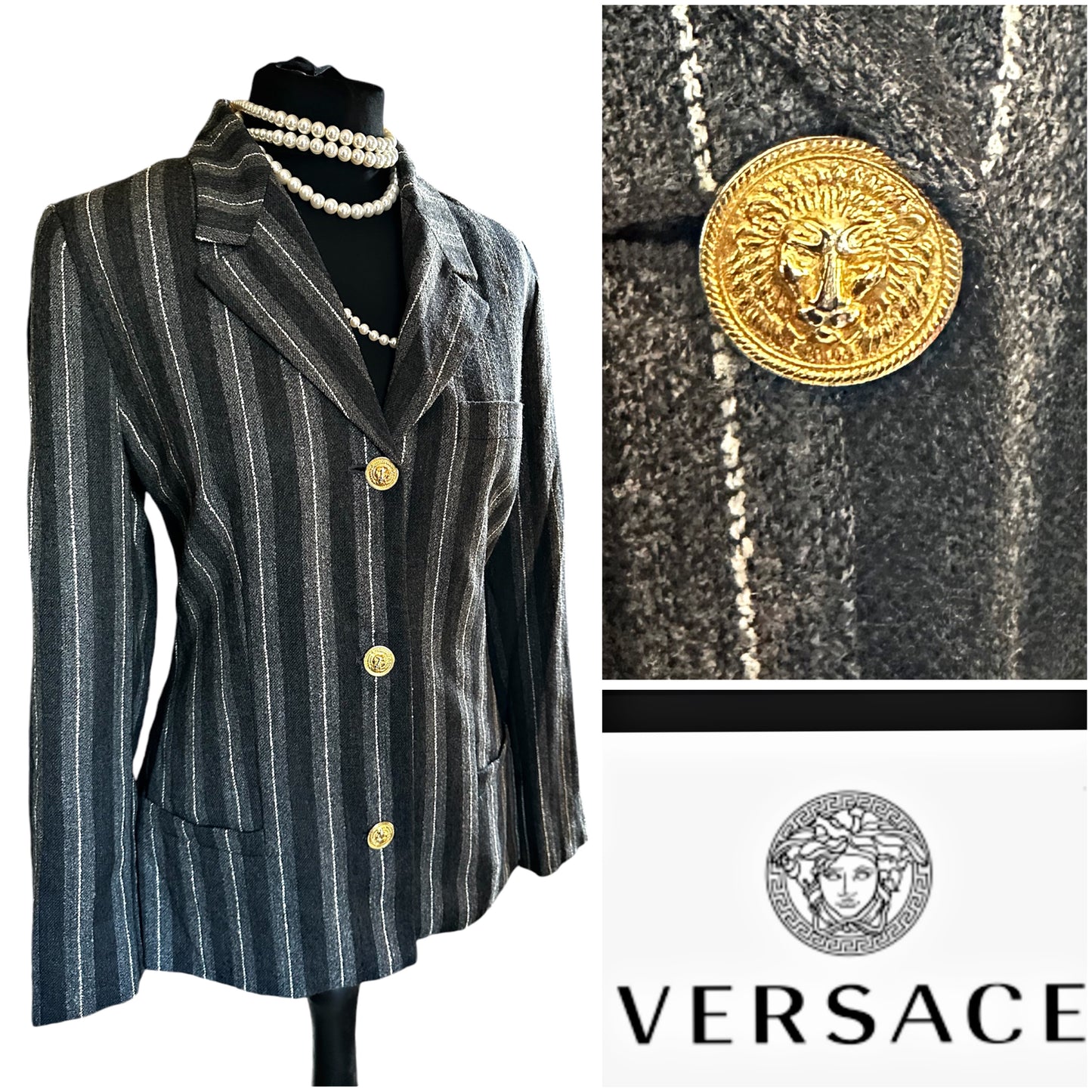 Ladies Versace stripped Tweed Jacket UK Size 10