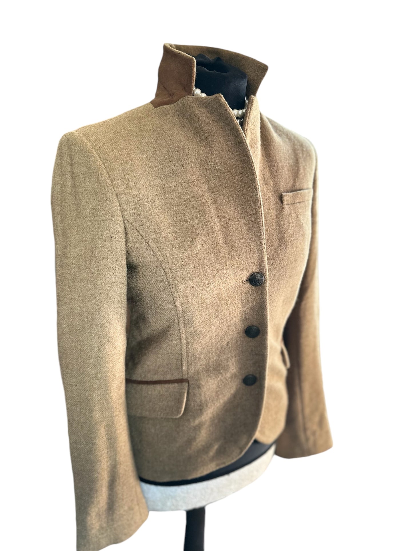 Ladies Massimo Dutti Camel Tweed Jacket UK 10