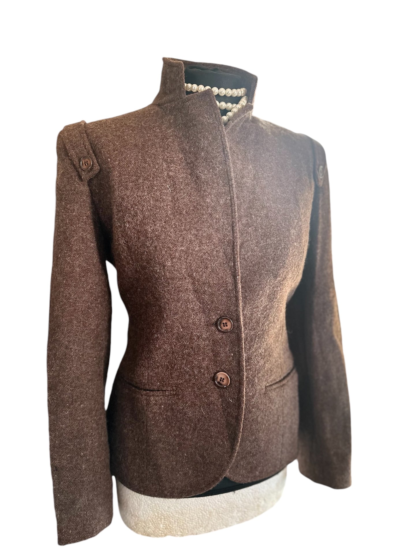 Ladies Vintage 100% Wool Brown  Tweed Jacket size 10