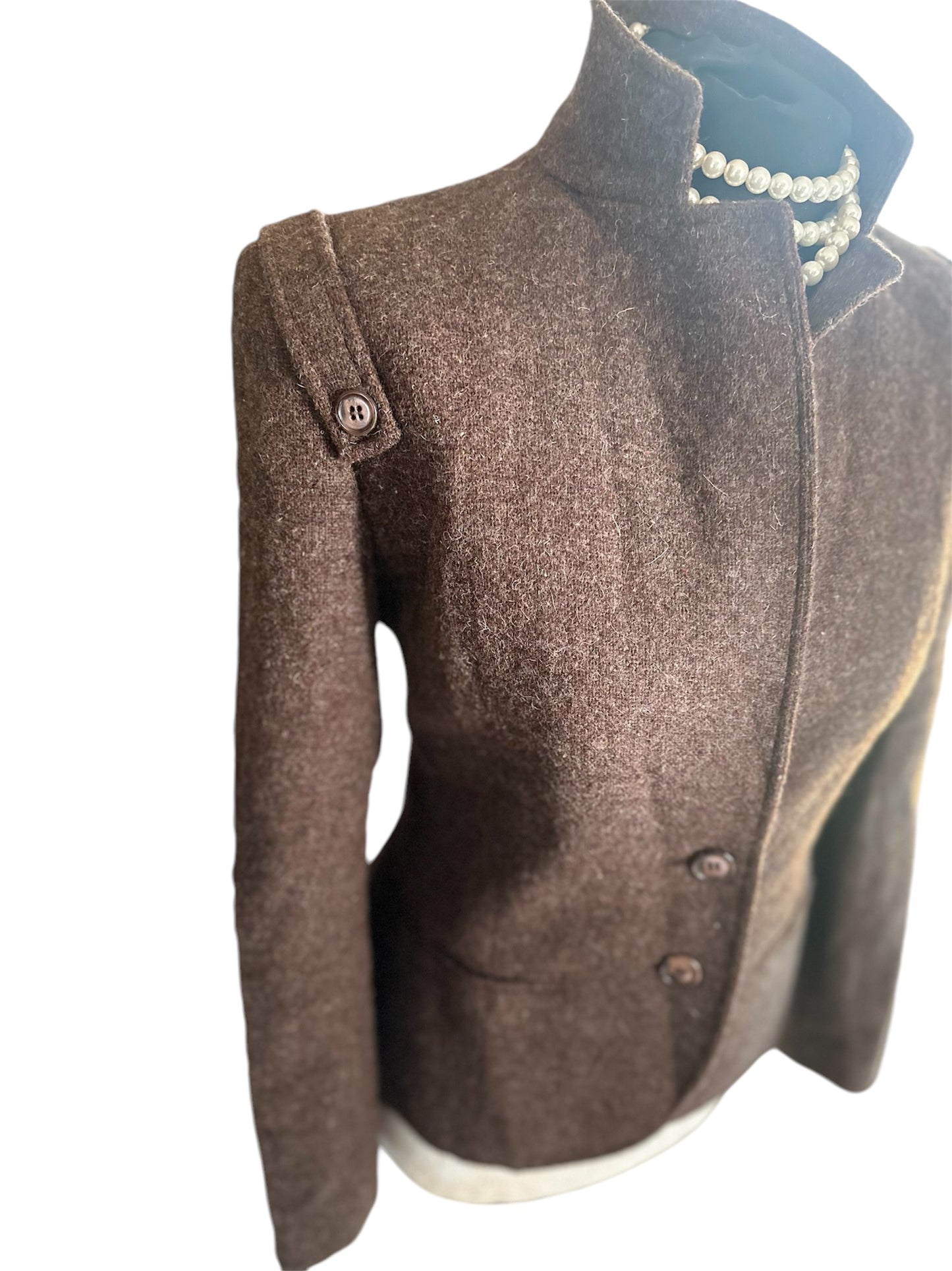 Ladies Vintage 100% Wool Brown  Tweed Jacket size 10