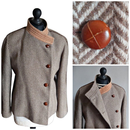 VINTAGE 100% Alpaca ALPACA Tweed  COAT  UK 12   MADE IN  AUSTRIA