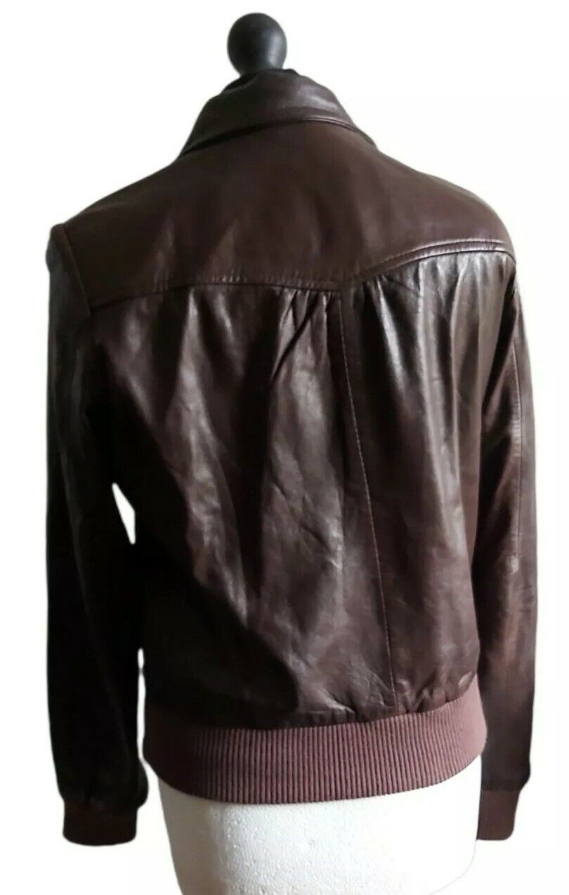 Ladies Joules Leather Brown  Vintage Jacket coat UK   Size 10