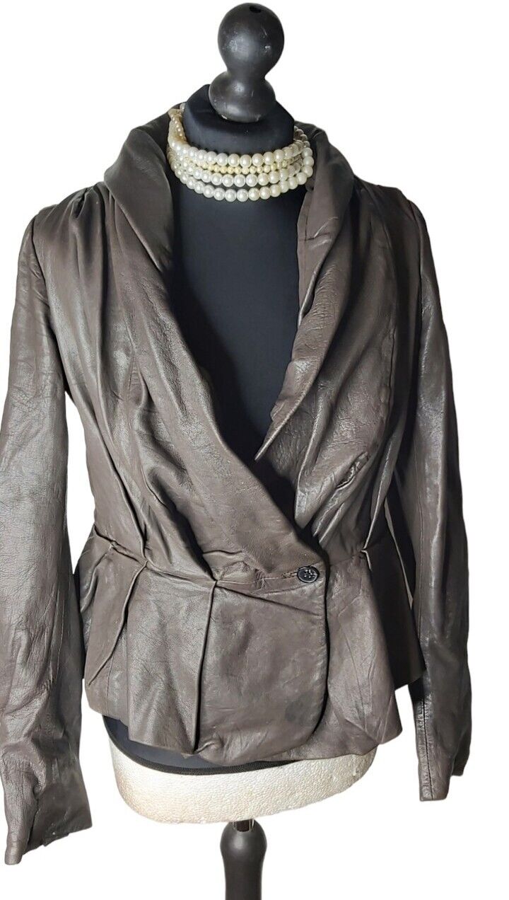 Ladies All Saints Kellva Leather Brown Jacket UK Size 10