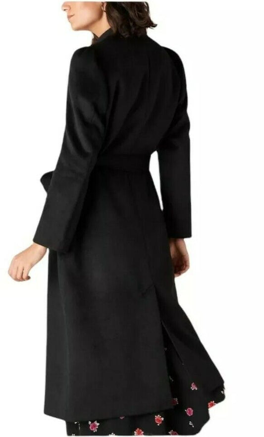 NEW Monsoon Black Military Maxine Long Coat  with Wrap belt UK  Size 16