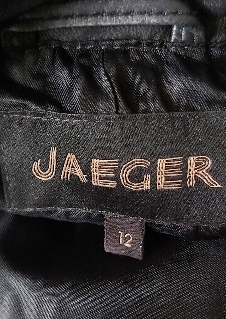 Jaeger 100% Leather Soft Black Leather Jacket UK 12