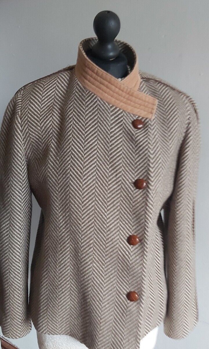 VINTAGE 100% Alpaca ALPACA Tweed  COAT  UK 12   MADE IN  AUSTRIA