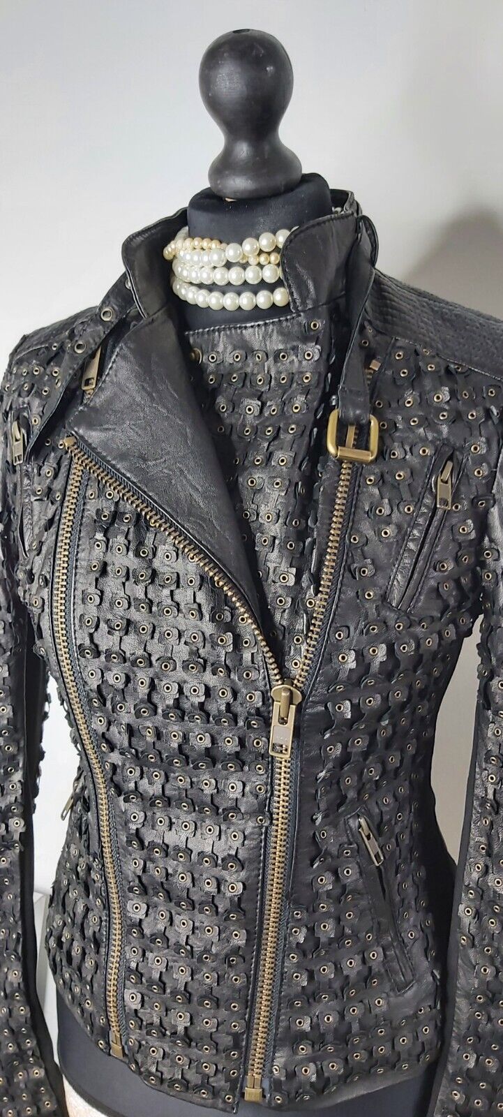 NEW TAGS Ladies Catherine Malandrino 100% Leather Biker  Jacket US, UK 8