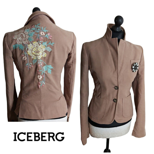 Womens Ice Iceberg floral pink  Jacket 100% Cotton Size Small