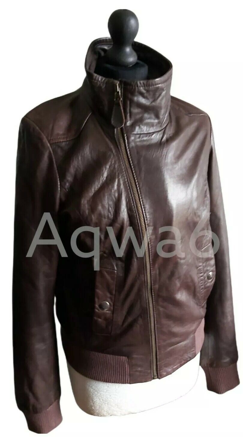 Ladies Joules Leather Brown  Vintage Jacket coat UK   Size 10