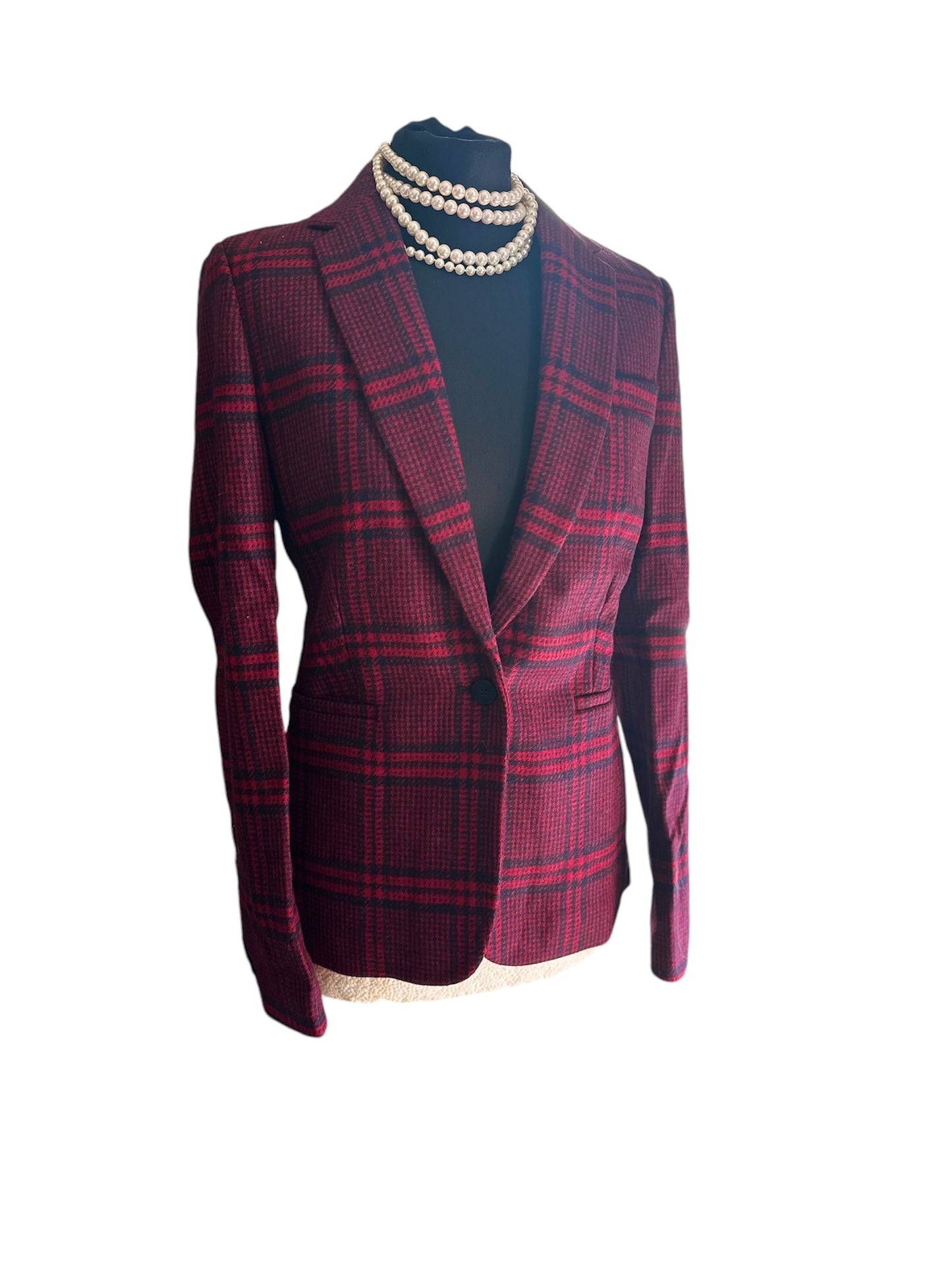 Hobbs New Tweed Burgundy Skirt Suit UK Size 10