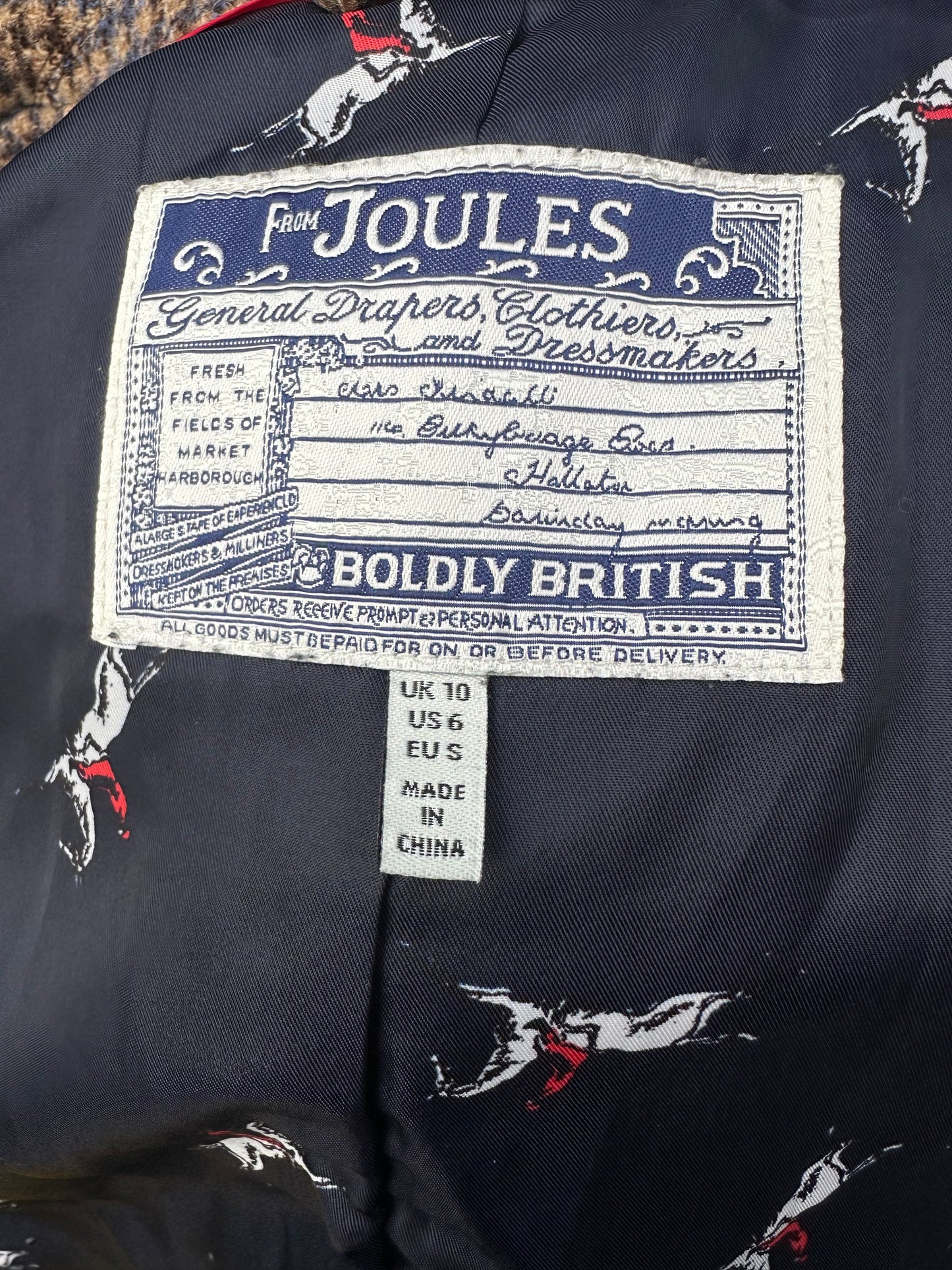 Joules 100% Wool Jacket Tweed UK Size 8