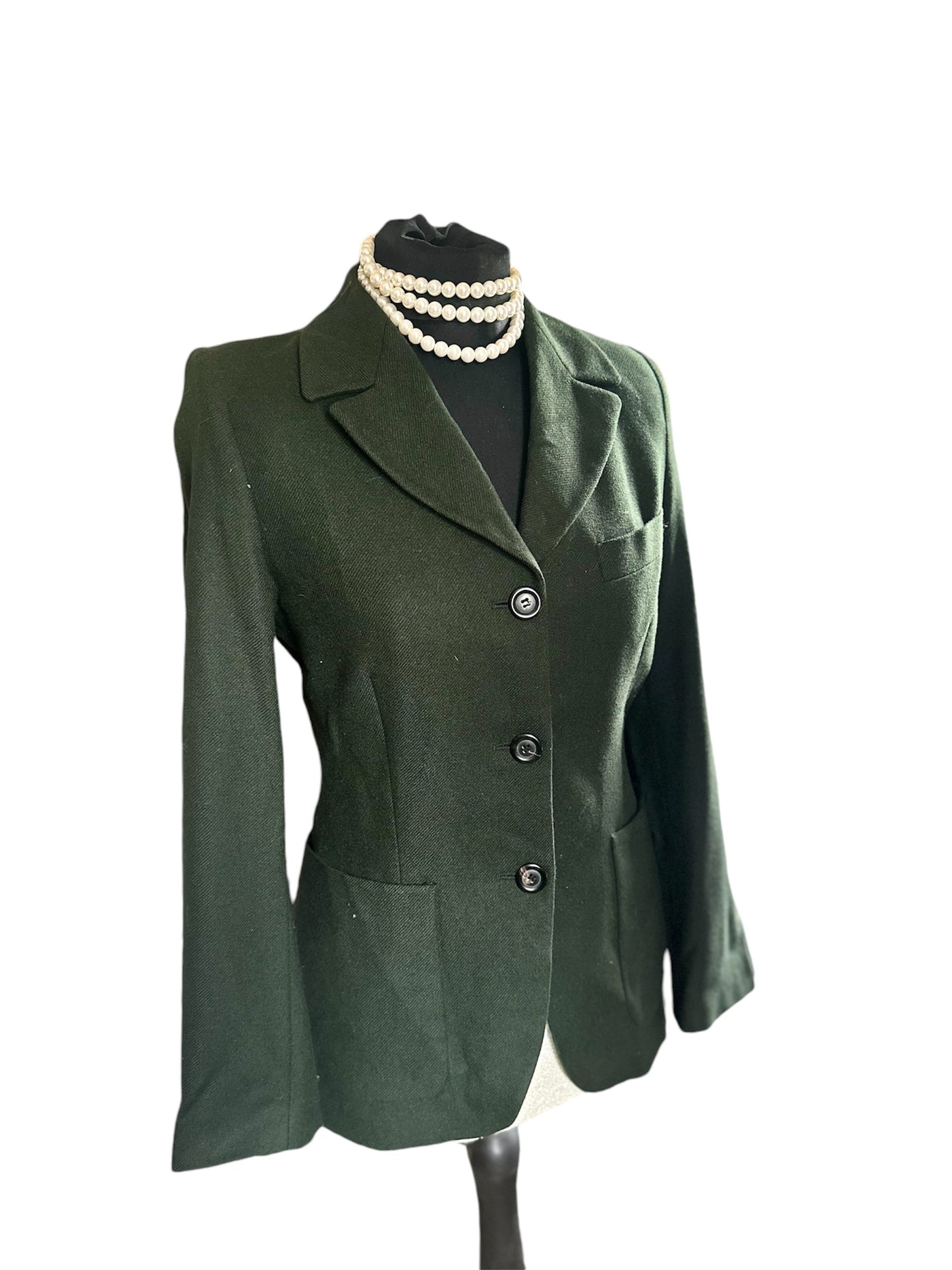 Ladies Green Victor Victoria 100% Camel Jacket UK Size 8