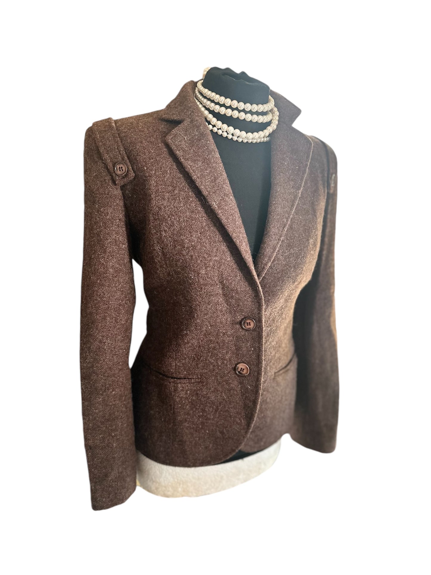 Ladies Vintage 100% Wool Brown  Tweed Jacket size 10