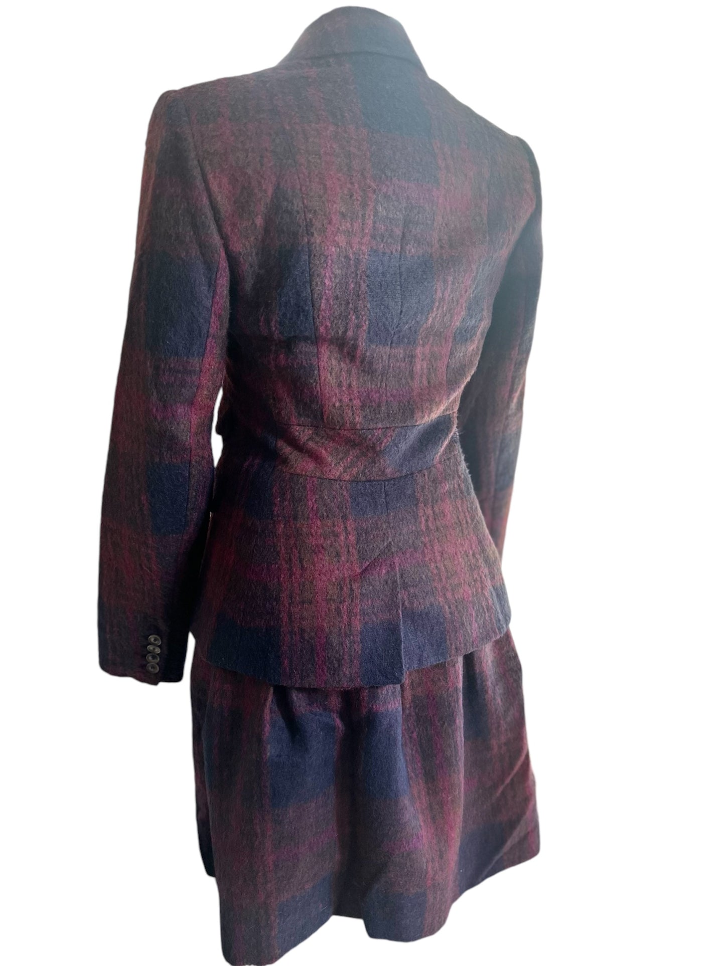 Ladies Jigsaw 100% Wool check tweed Skirt suits UK Size 8