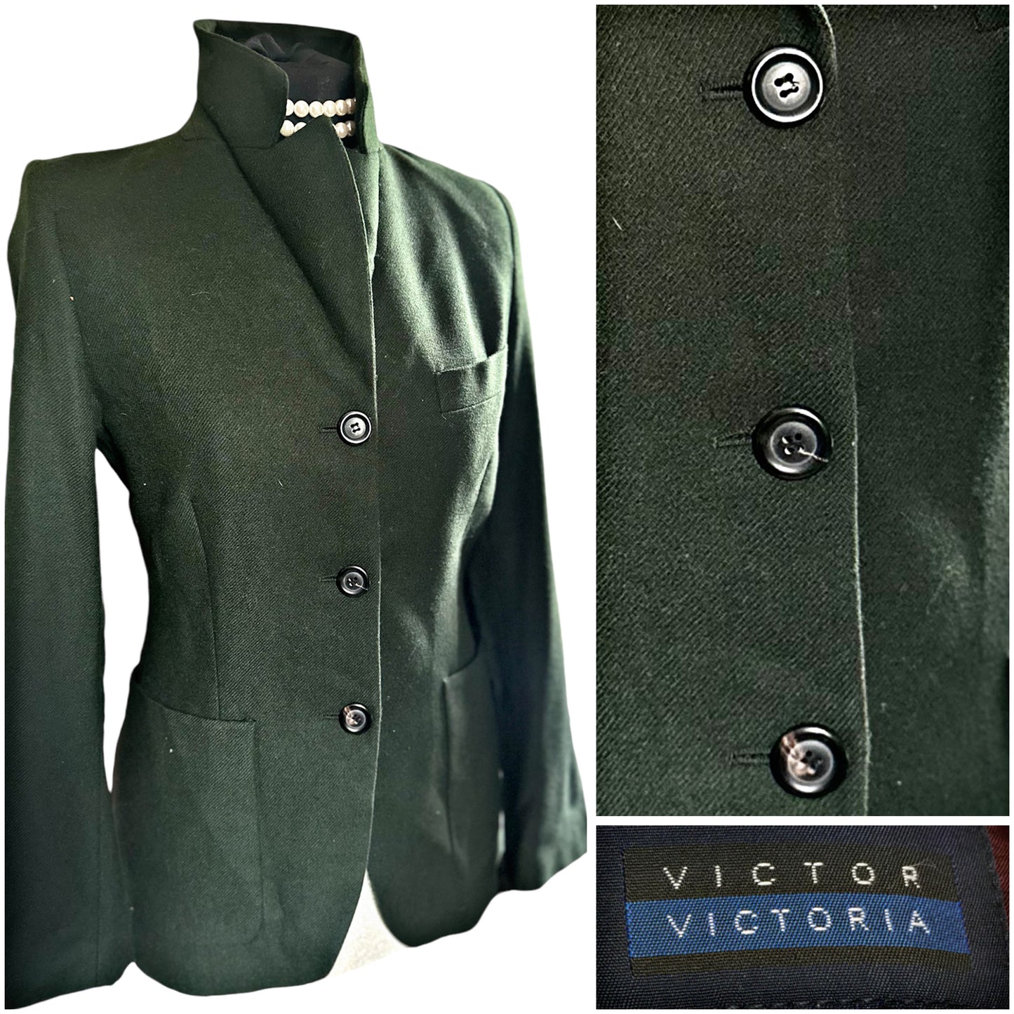 Ladies Green Victor Victoria 100% Camel Jacket UK Size 8