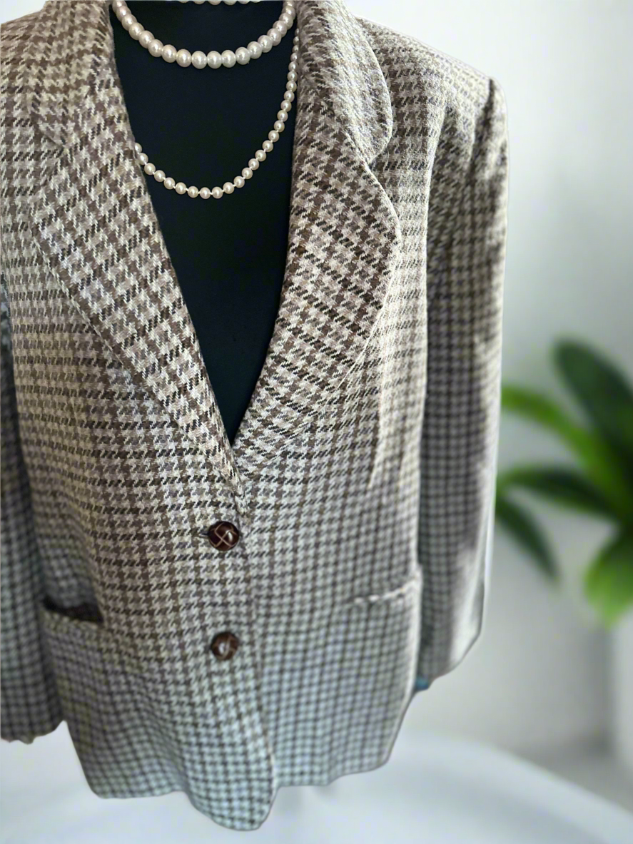 Ladies Tweed Check Vintage Wool Blend UK Size 14