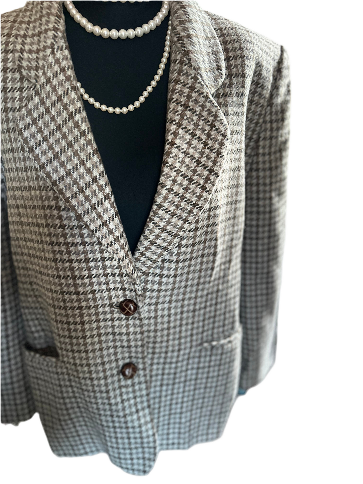 Ladies Tweed Check Vintage Wool Blend UK Size 14