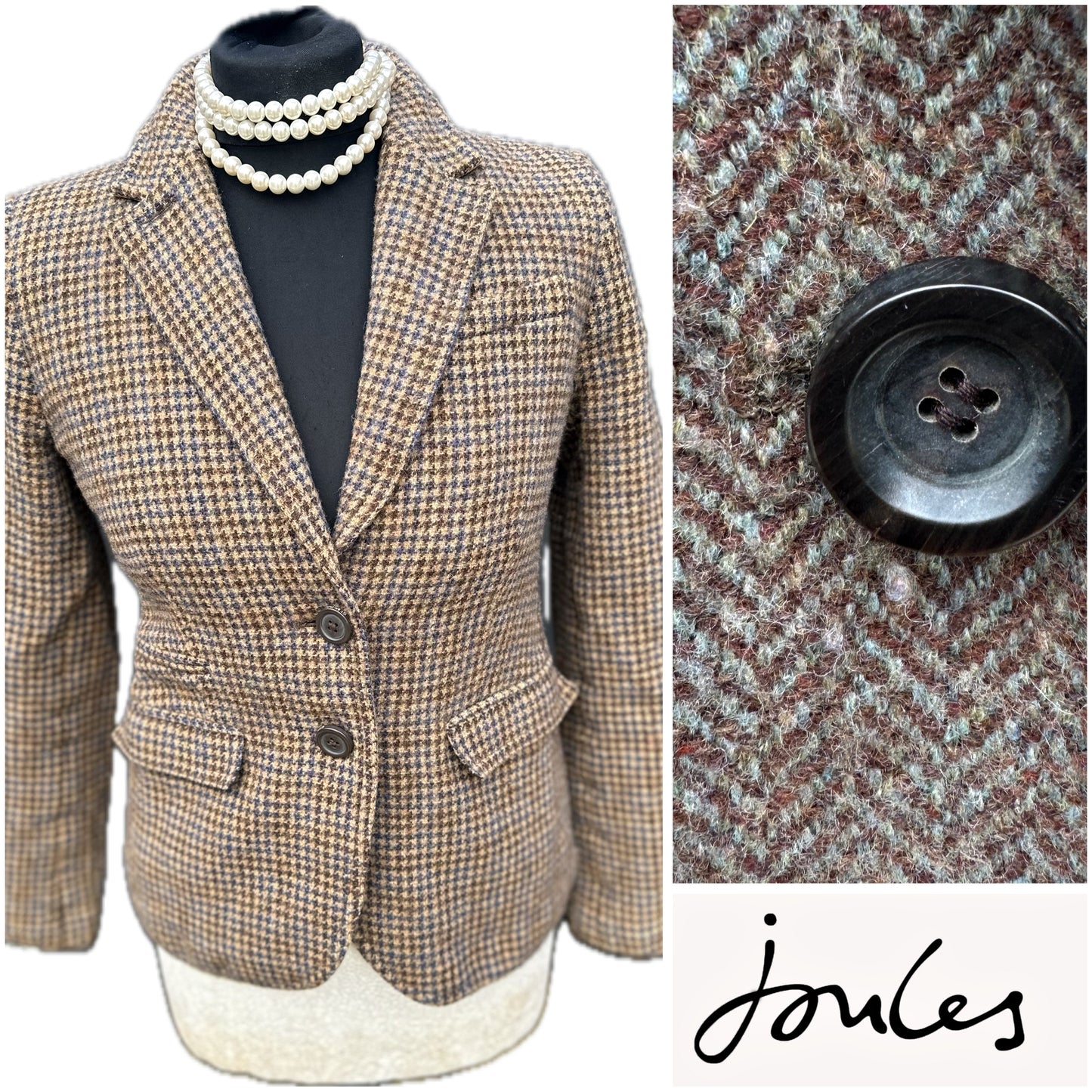 Joules 100% Wool Jacket Tweed UK Size 8