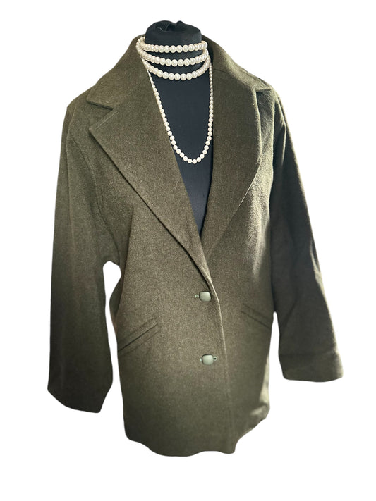 Ladies Aquarian Green Wool Vintage Coat UK size 12/14