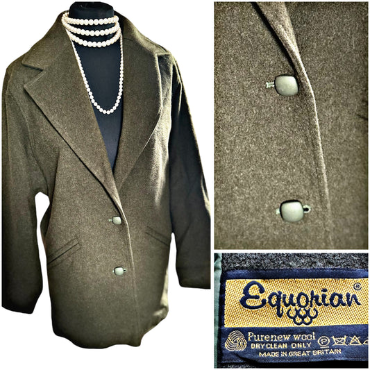 Ladies Aquarian Green Wool Vintage Coat UK size 12/14