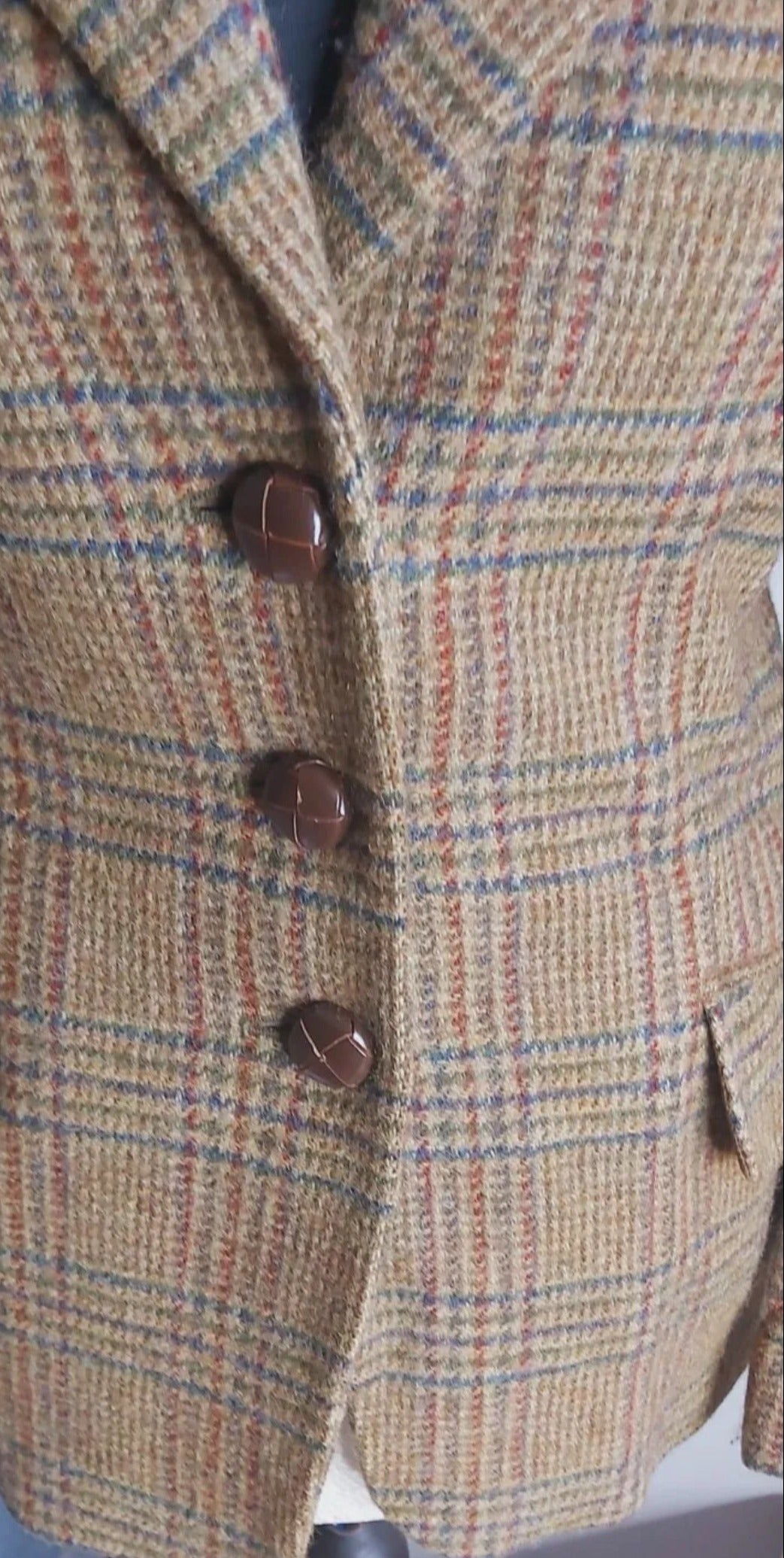 Ladies Mulberry 100% Wool Tweed check Blazer tweed Jacket UK 14