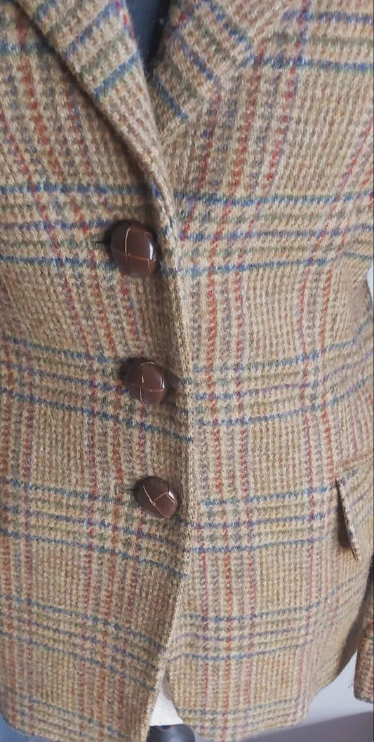 Ladies Mulberry 100% Wool Tweed check Blazer tweed Jacket UK 14