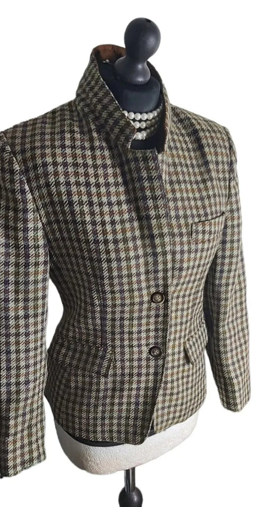 Massimo Dutti 100% Wool Tweed Blazer Jacket Coat UK Size 10