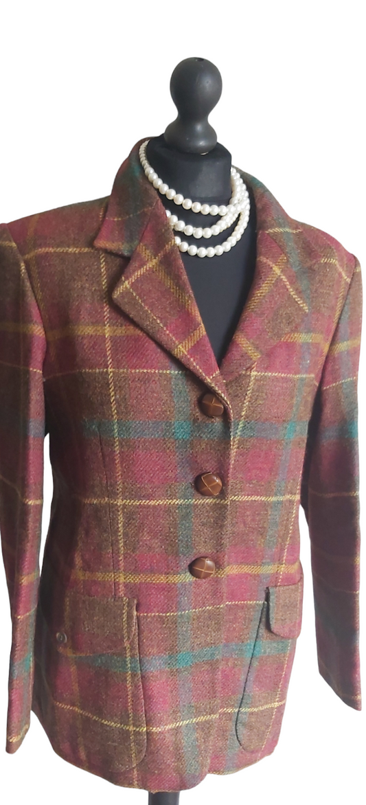 BRIAN TUCKER of Dublin, Fitted Ladies Burgundy Tweed Jacket, Blazer, Size UK 10