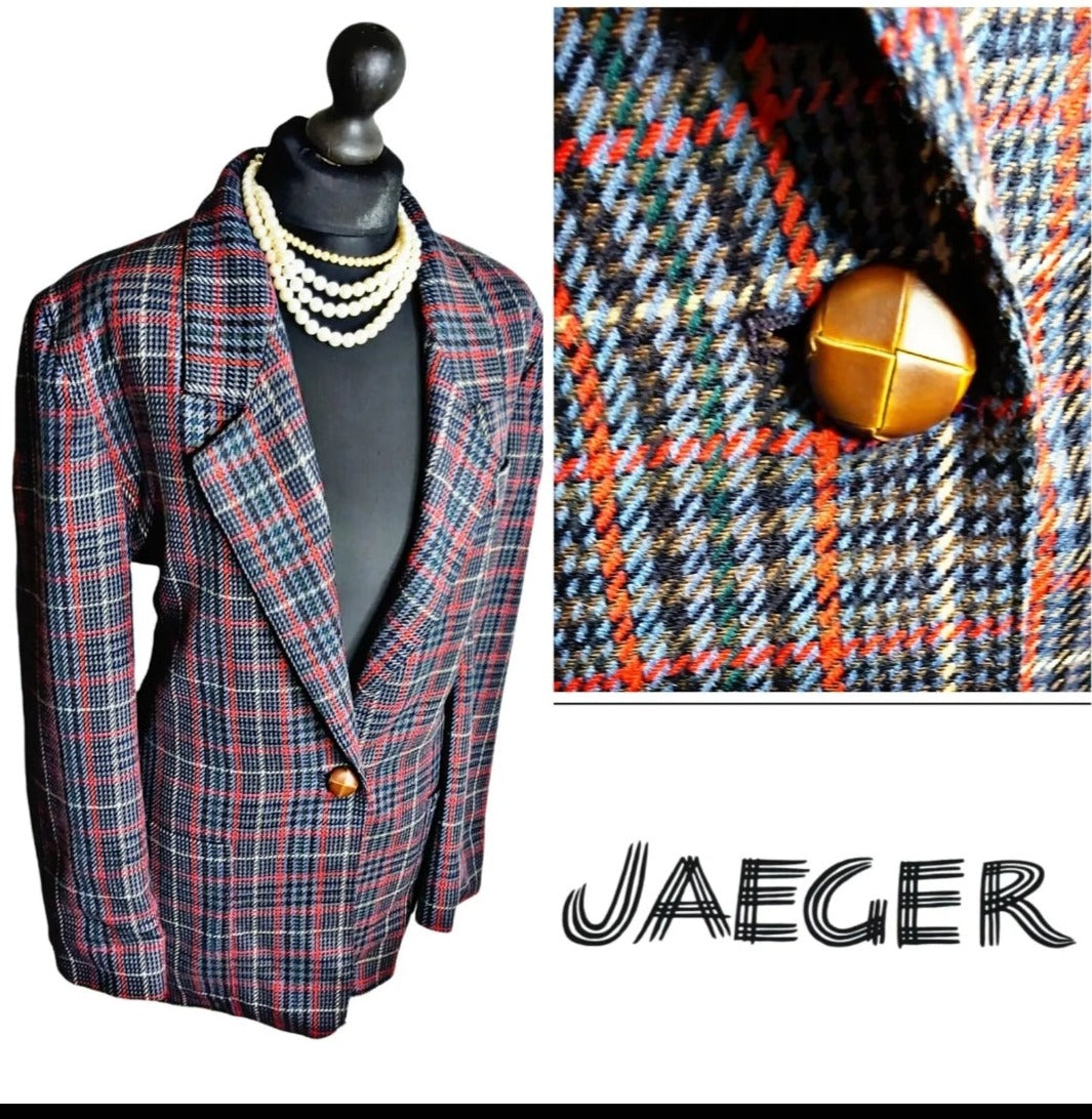 Vintage Jaeger Navy Tweed Jacket  Wool Uk 12.