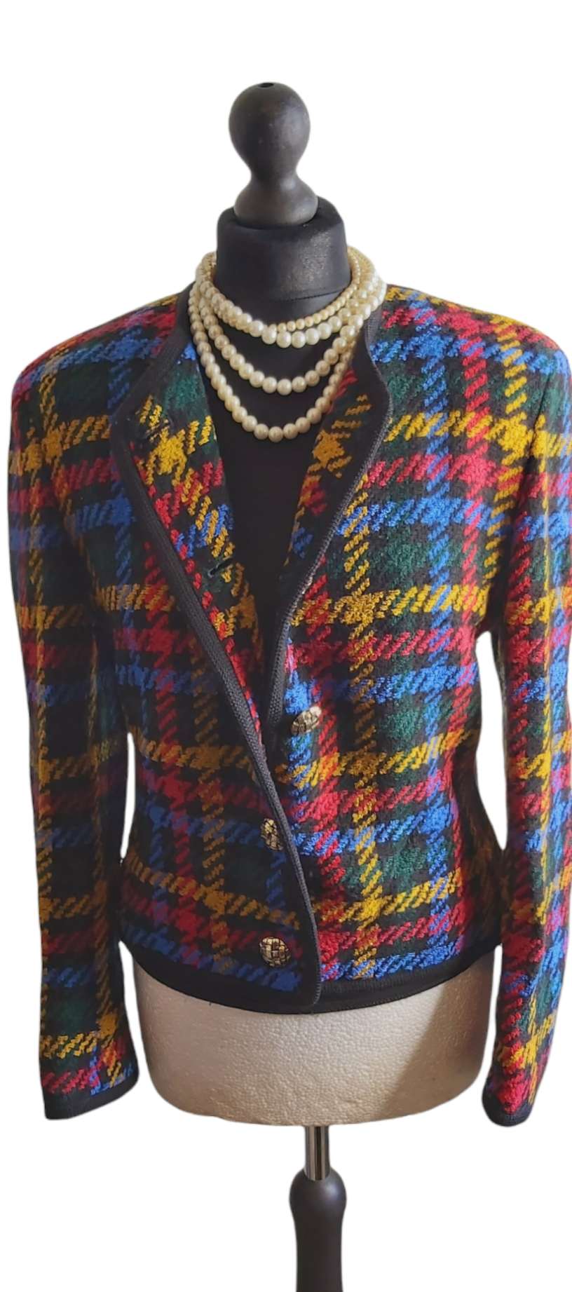 Ladies JAEGER  Check Multi Wool Tweed Jacket Blazer UK Size 10.