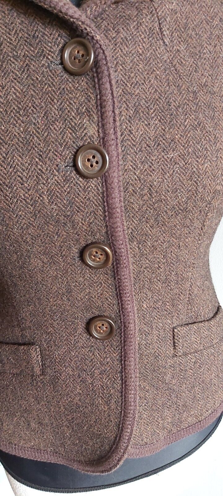 Ladies Joules 100% Wool  Harringbone Tweed brown Jacket SIZE 8