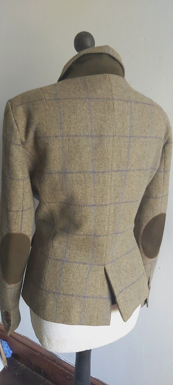 ZARA Women's 100% Wool Tweed Elbow Patches Hacking Blazer Jacket XL