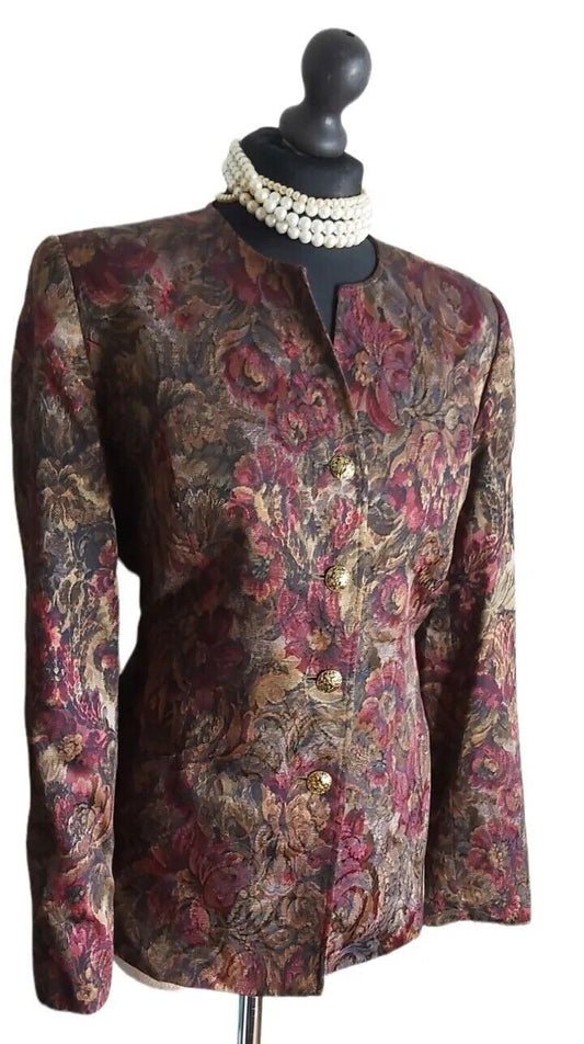 Eastex Ladies  Floral Jacket  Gold Buttons Lined UK size 12