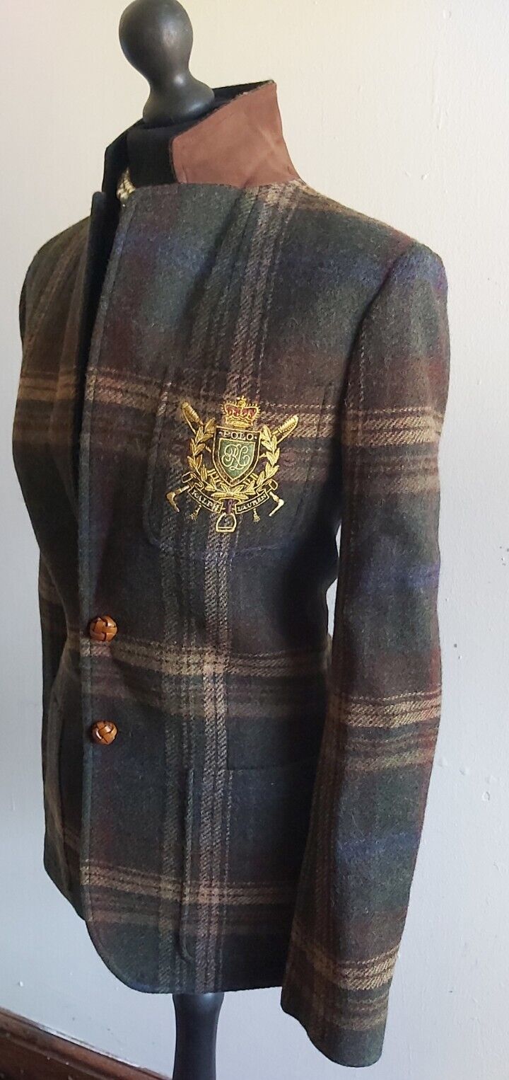 Ladies Ralph Lauren vintage  100% Wool Tweed Check  jacket size 10