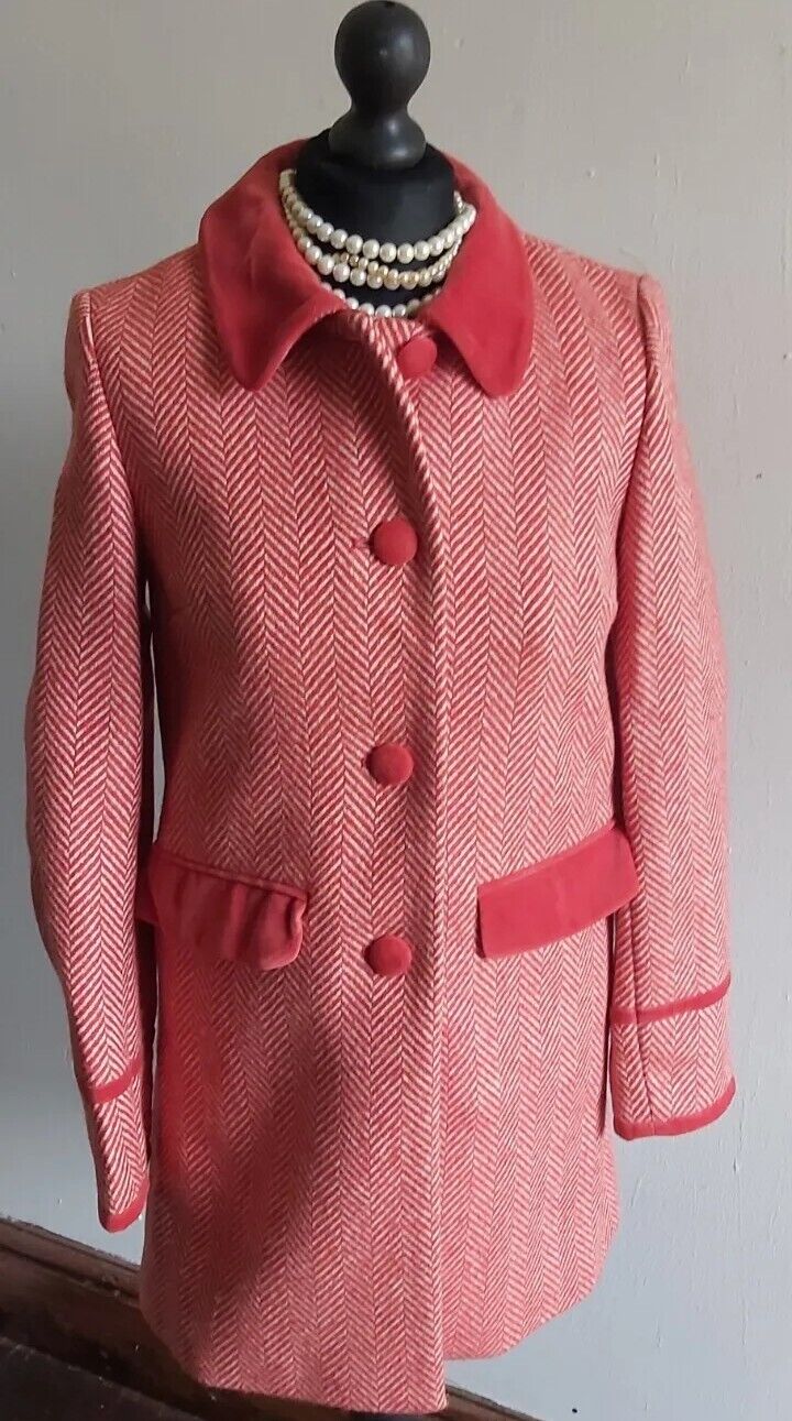 Womens Jack Wills 100% Wool Harringbone Tweed  Coat UK 8/10