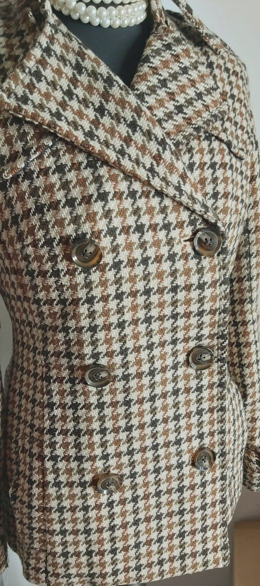 Ladies Ben sherman Tweed Check Thick Mac Coat UK Size S