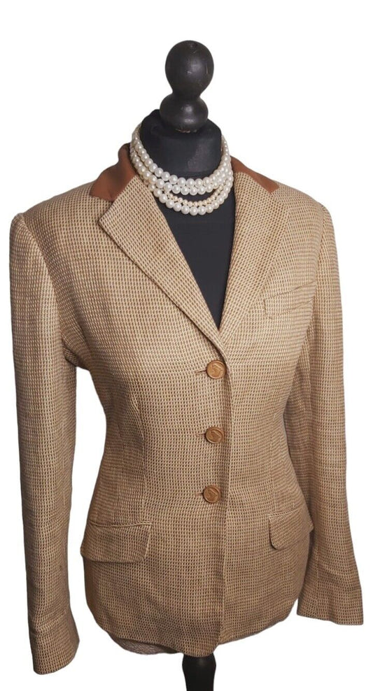 Ladies Ralph Lauren  100% Linen Leather Collar  Camel/Beige  UK Size 8