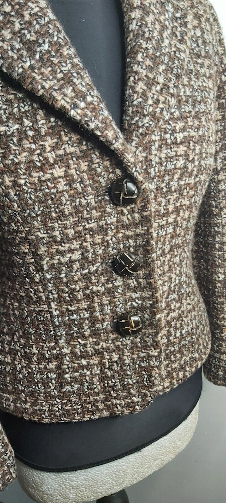 Hobbs Vintage  Fitted  Wool Tweed Boucle Blazer Jacket Size 14