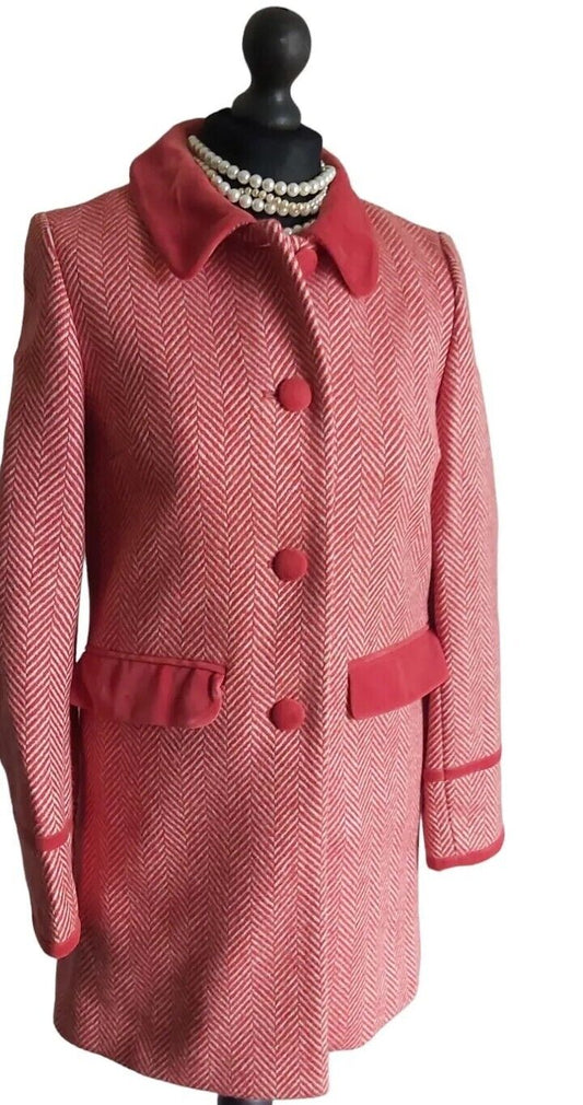 Womens Jack Wills 100% Wool Harringbone Tweed  Coat UK 8/10