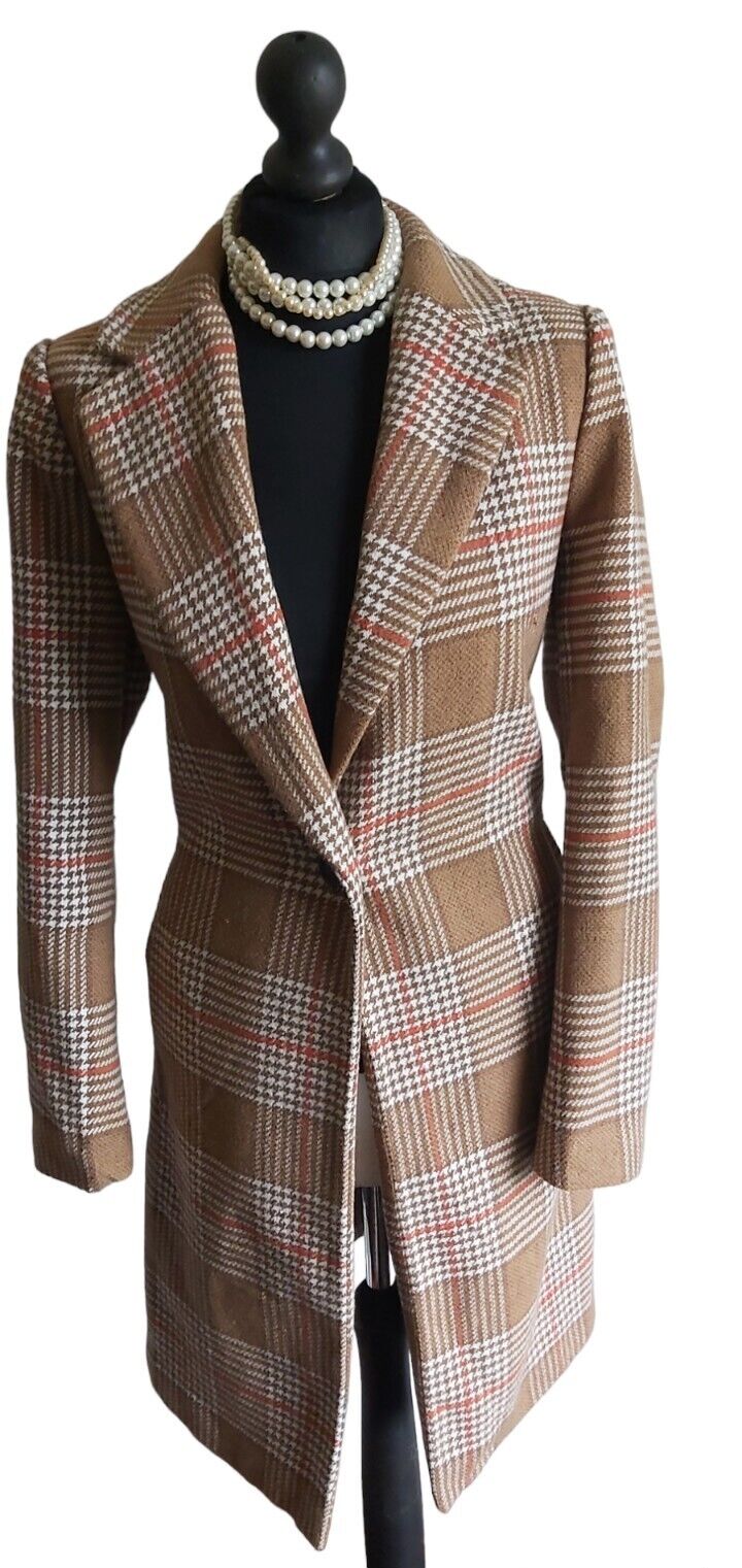 LADIES Tweed Check  Long COAT DEPT 19 -  Size UK 12