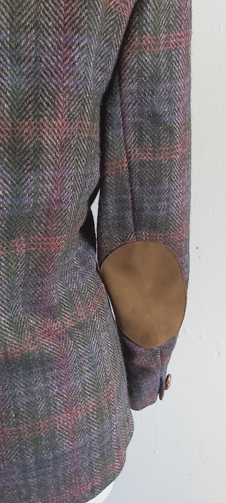 Ladies  DAKS wool Tweed check jacket blazer Elbow Patches Uk size 10