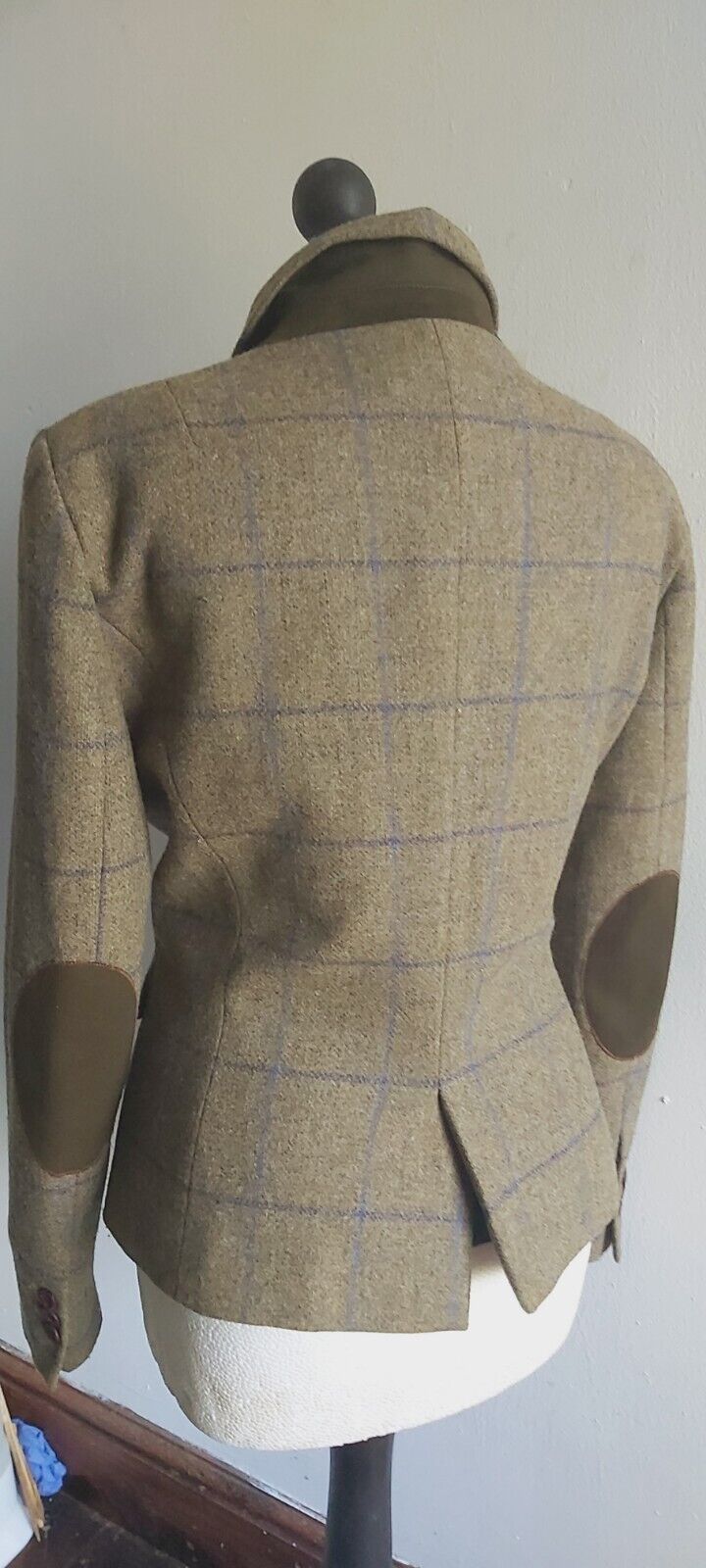 ZARA Women's 100% Wool Tweed Elbow Patches Hacking Blazer Jacket XL