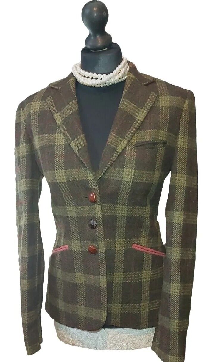 LADIES REALLY WILD GREEN FITTED TWEED JACKET SIZE 8