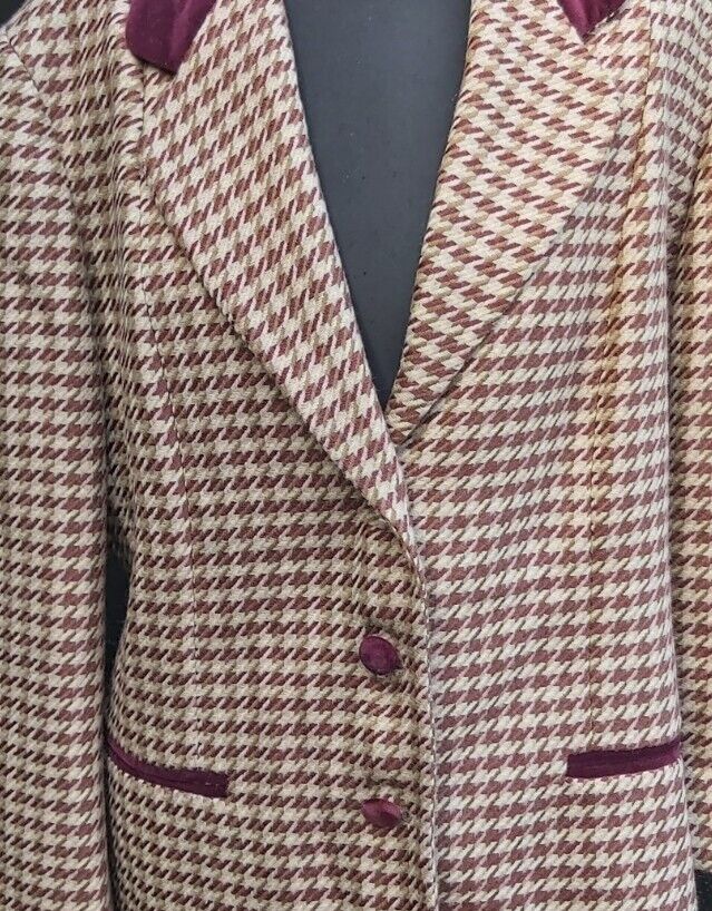 Ladies Vintage  Check Tweed Smart Jacket Blazer Country Uk 12 Wool