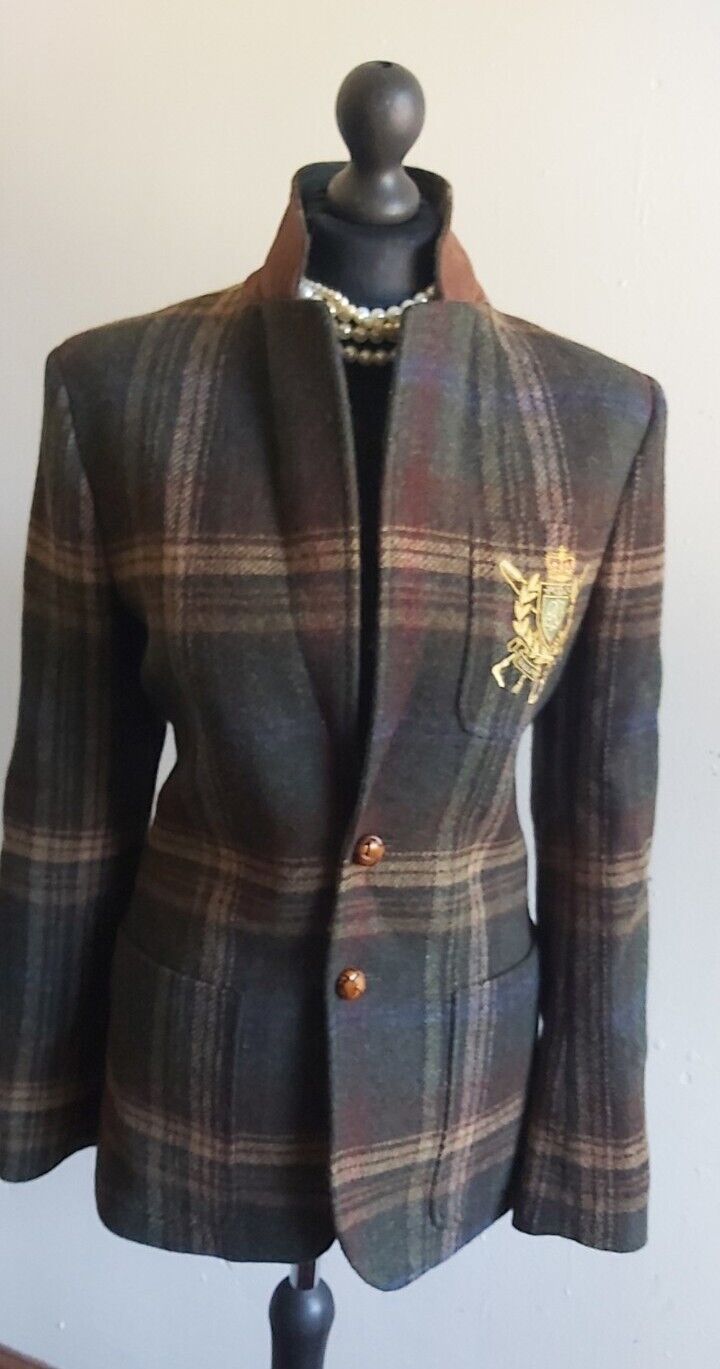 Ladies Ralph Lauren vintage  100% Wool Tweed Check  jacket size 10