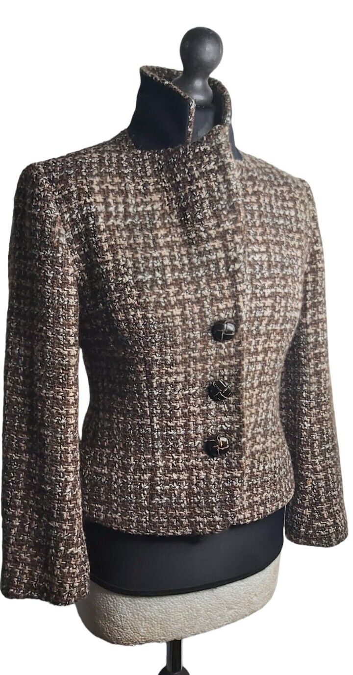 Hobbs Vintage  Fitted  Wool Tweed Boucle Blazer Jacket Size 14