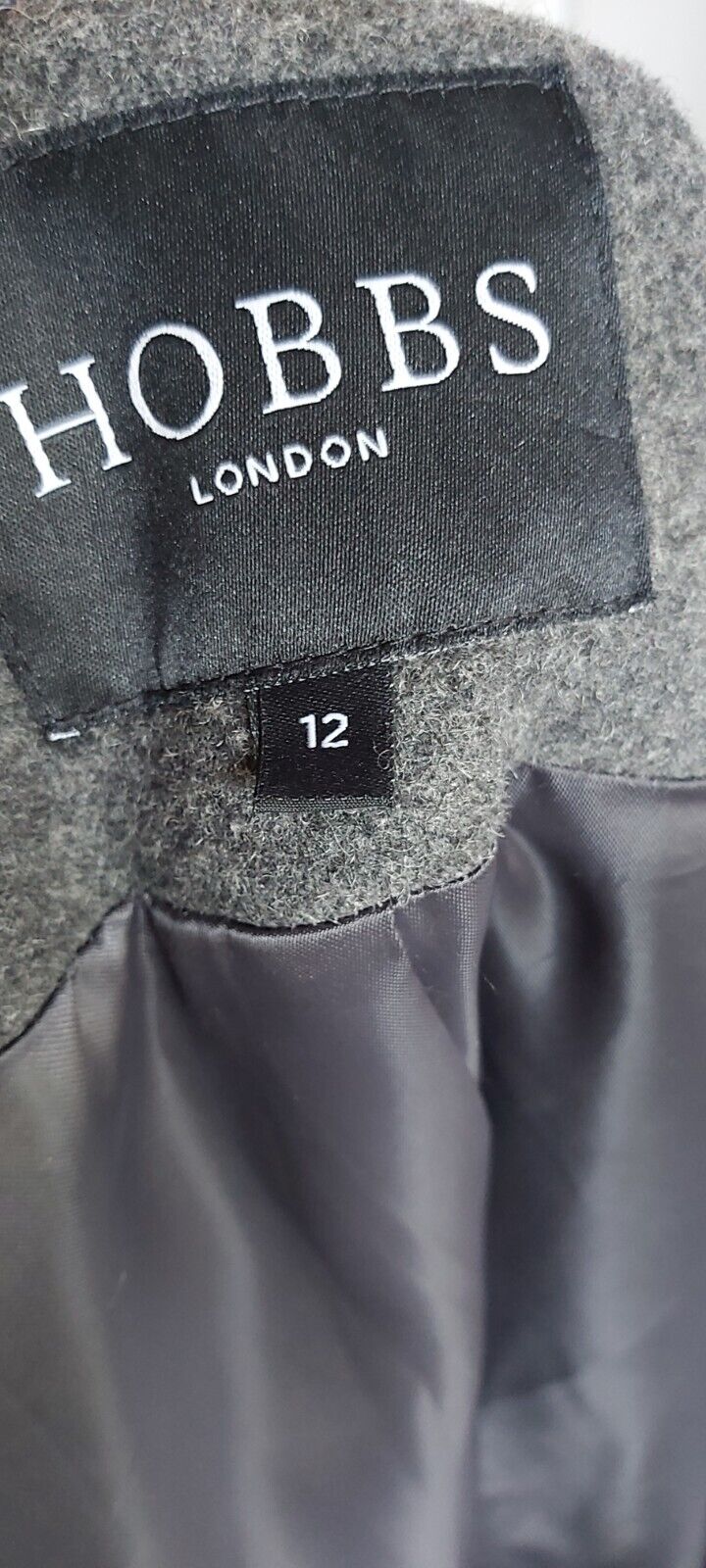 Hobbs Grey Double Breasted Wool Cashmere  Long  Coat 10/12